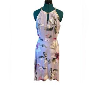 White House Black Market Women's Halter Dress Size 6 Floral Chiffon Hi Lo